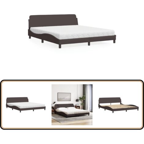 Bett mit Matratze Dunkelbraun 180x200 cm Stoff - Bettsofa - Doppelbett - Boxspringbett - Lattenrost - Massivholzbette