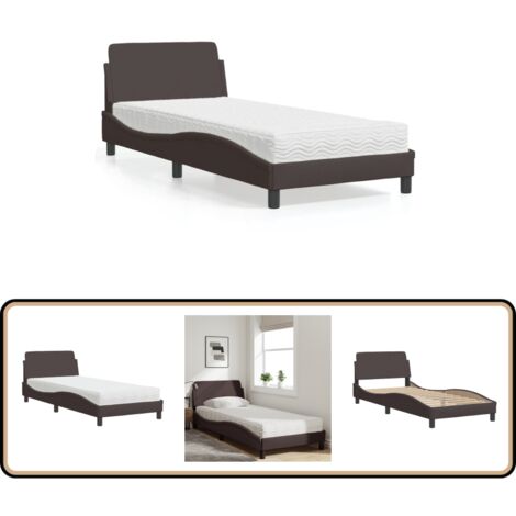 Bett mit Matratze Dunkelbraun 90x200 cm Stoff - Schlafzimmermöbel - Doppelbett - Boxspringbetten - Lattenrost - Matratzen