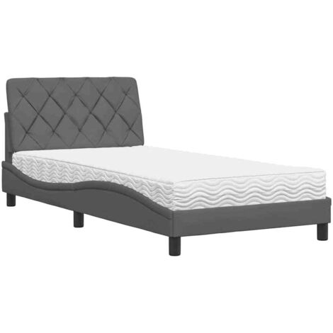 Bett mit Matratze Dunkelgrau 100x200 cm Stoff vidaXL