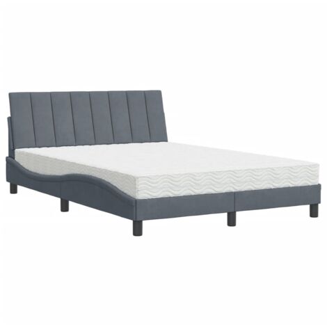 Bett mit Matratze Dunkelgrau 120x200 cm Samt vidaXL572571
