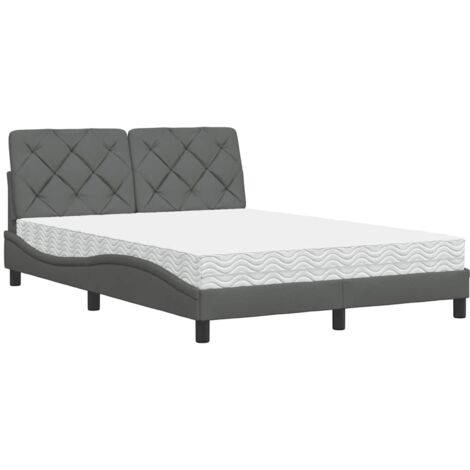 Bett mit Matratze Dunkelgrau 120x200 cm Stoff vidaXL