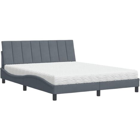 Bett mit Matratze Dunkelgrau 160x200 cm Samt vidaXL634413