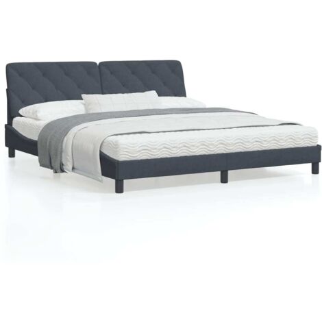 Bett mit Matratze dunkelgrau 180x200 cm Samt
