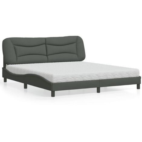 Bett mit Matratze Dunkelgrau 180x200 cm Stoff