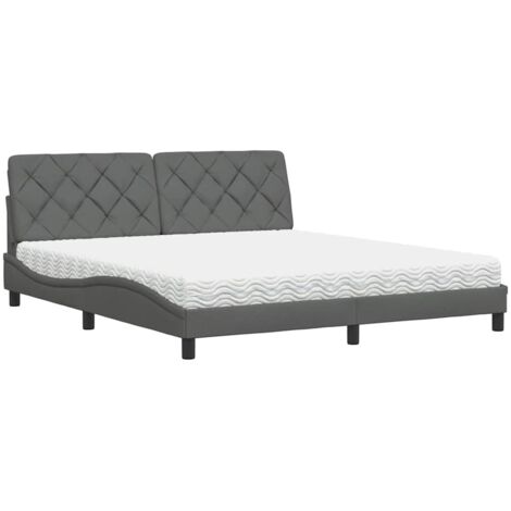 Bett mit Matratze Dunkelgrau 180x200 cm Stoff vidaXL