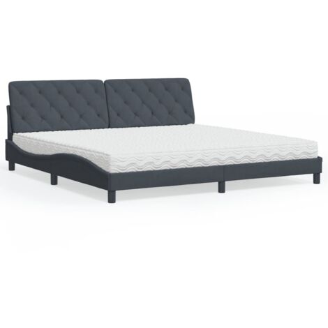Bett mit Matratze Dunkelgrau 200x200 cm Samt vidaXL