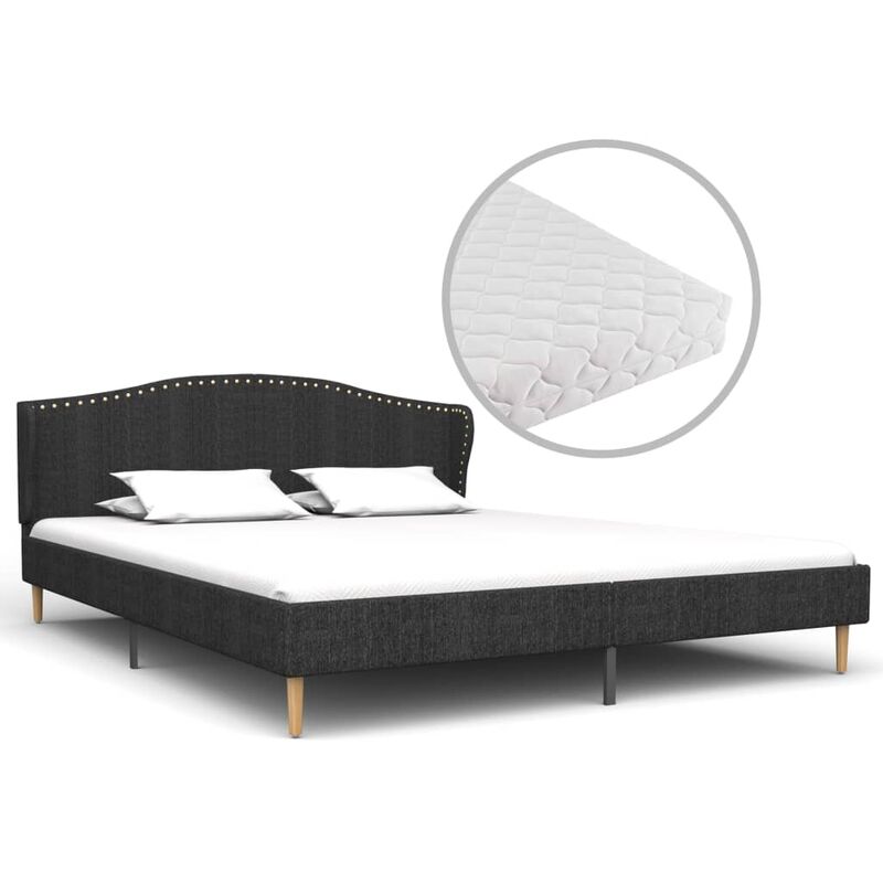 Vidaxl - Bett mit Matratze Dunkelgrau Stoff 180 x 200 cm - Grau