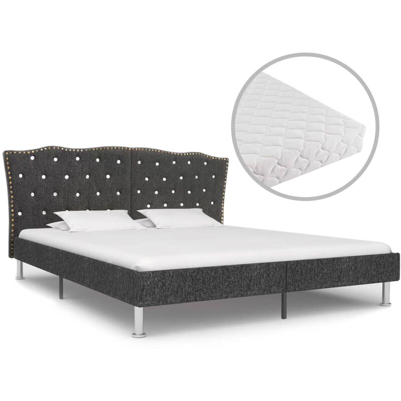 Bett mit Matratze Stoff Dunkelgrau 160x200cm - Grau - Vidaxl
