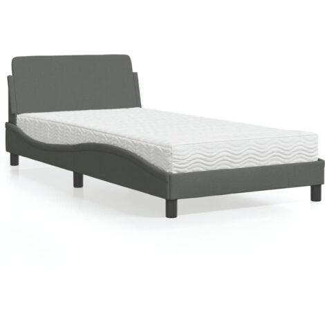 Bett mit Matratze grau 100x200 cm Stoff
