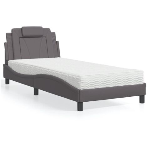 Bett mit Matratze Grau 90x200 cm Kunstleder vidaXL766465