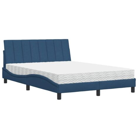 Bett mit Matratze "Hanko" Blau 140x190 cm Stoff vidaXL