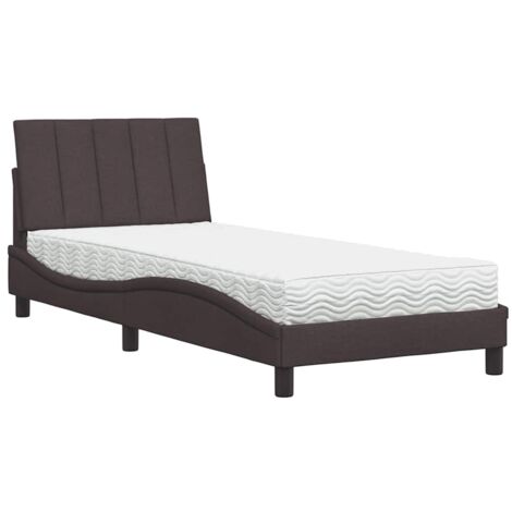 Bett mit Matratze "Hanko" Dunkelbraun 80x200 cm Stoff vidaXL