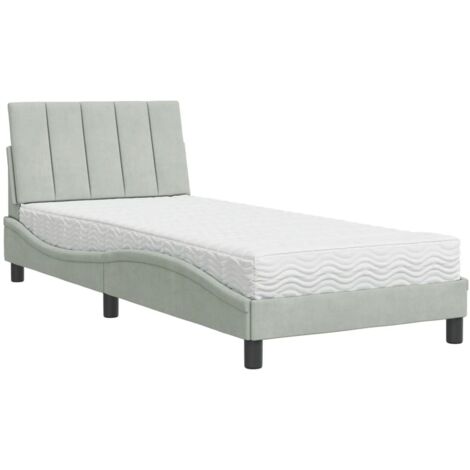 Bett mit Matratze "Hanko" Hellgrau 80x200 cm Samt vidaXL