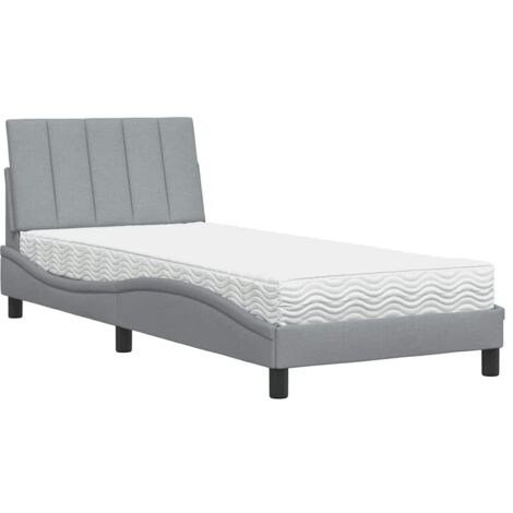 Bett mit Matratze "Hanko" Hellgrau 90x190 cm Stoff vidaXL