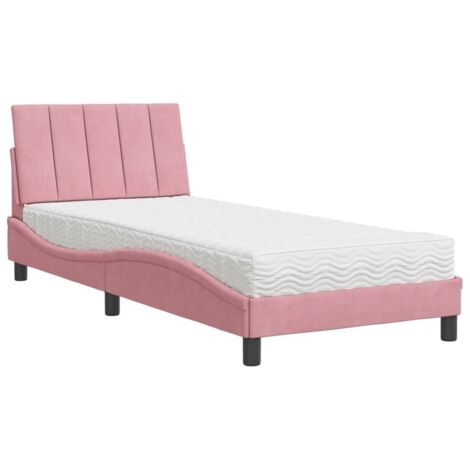 Bett mit Matratze "Hanko" Rosa 80x200 cm Samt vidaXL