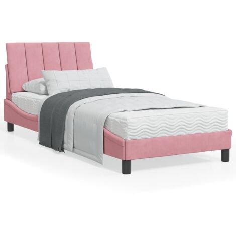 Bett mit Matratze "Hanko" Rosa 90x200 cm Samt vidaXL