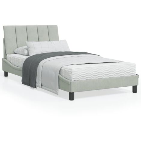 Bett mit Matratze Hellgrau 100x200 cm Samt vidaXL621014
