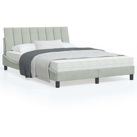 Bett mit Matratze Hellgrau 120x200 cm Samt vidaXL708848