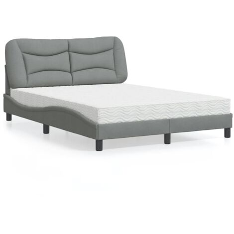 Bett mit Matratze Hellgrau 120x200 cm Stoff vidaXL888971
