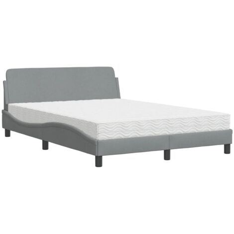 Bett mit Matratze Hellgrau 120x200 cm Stoff vidaXL977487