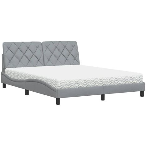 Bett mit Matratze Hellgrau 160x200 cm Stoff vidaXL