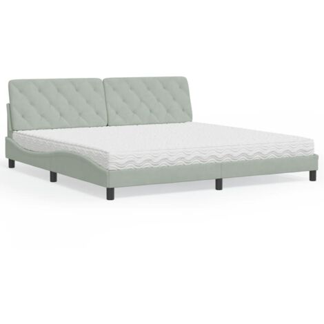 Bett mit Matratze Hellgrau 200x200 cm Samt vidaXL