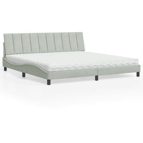 Bett mit Matratze Hellgrau 200x200 cm Samt vidaXL759508
