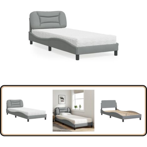 Bett mit Matratze Hellgrau 90x190 cm Stoff - Bettsofa - Boxspringbetten - Doppelbett - Einzelbett - Lattenrost