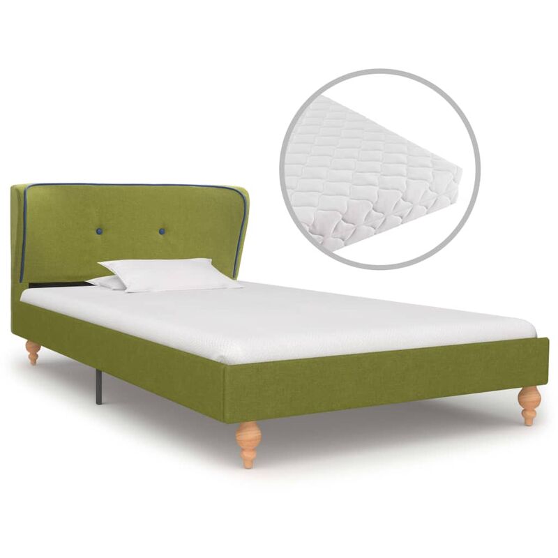 Vidaxl - Bett mit Matratze Stoff Grün 90x200cm - Grün