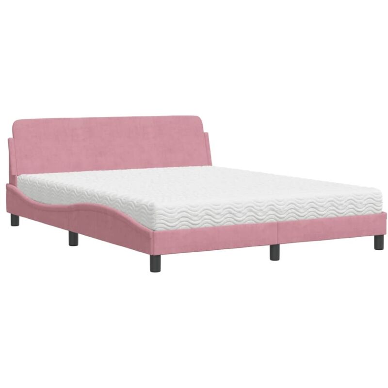Bett Mit Matratze Rosa 160x200 Cm Samt Vidaxl 189153