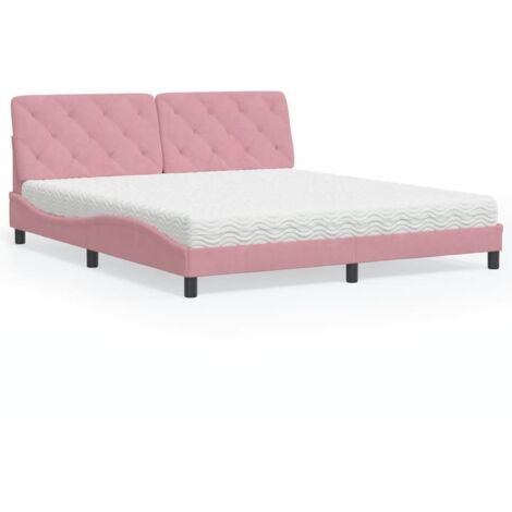 Bett mit Matratze rosa 180x200 cm Samt