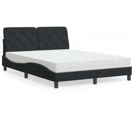 Bett mit Matratze Schwarz 120x200 cm Samt vidaXL293262