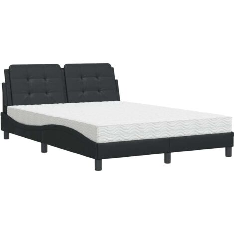 Bett mit Matratze Schwarz 140x200 cm Kunstleder