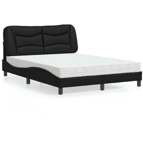 Bett mit Matratze Schwarz 140x200 cm Kunstleder