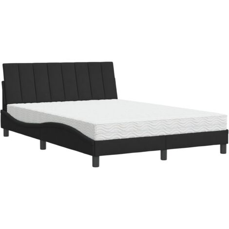 Bett mit Matratze Schwarz 140x200 cm Samt vidaXL224775