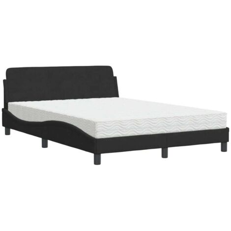 Bett mit Matratze schwarz 140x200 cm Velours