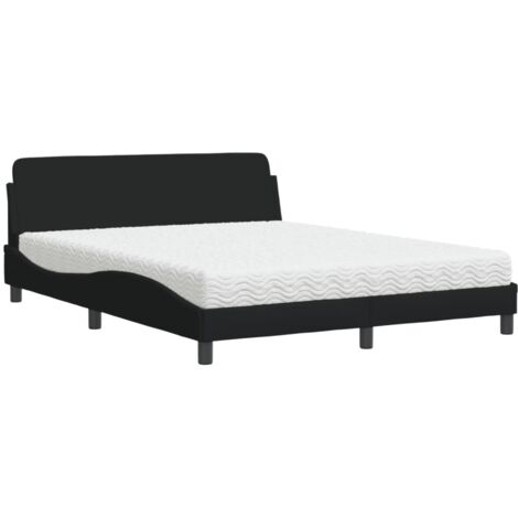 Bett mit Matratze schwarz 160x200 cm Stoff