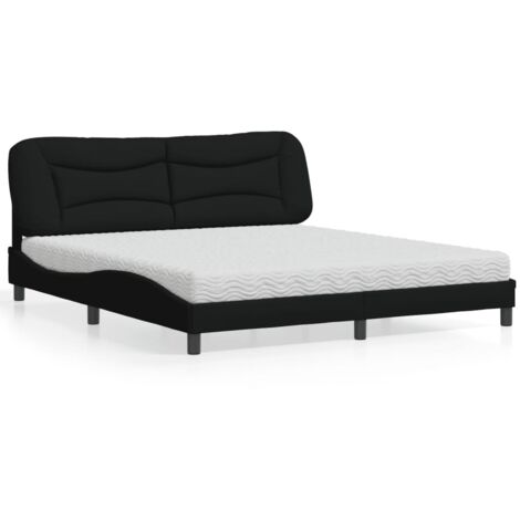 Bett mit Matratze schwarz 180x200 cm Stoff