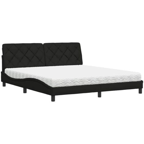 Bett mit Matratze Schwarz 180x200 cm Stoff vidaXL