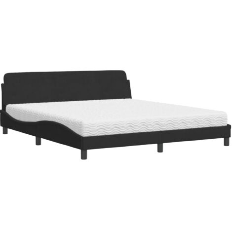 Bett mit Matratze schwarz 180x200 cm Velours