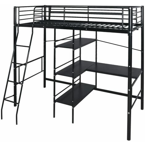 Bett mit Matratze Schwarz 200 x 90 cm Metall vidaXL