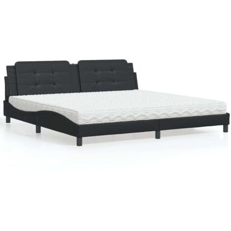 Bett mit Matratze Schwarz 200x200 cm Kunstleder vidaXL348020