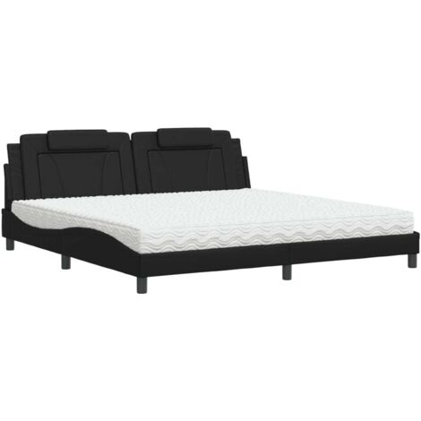 Bett mit Matratze Schwarz 200x200 cm Kunstleder vidaXL412134