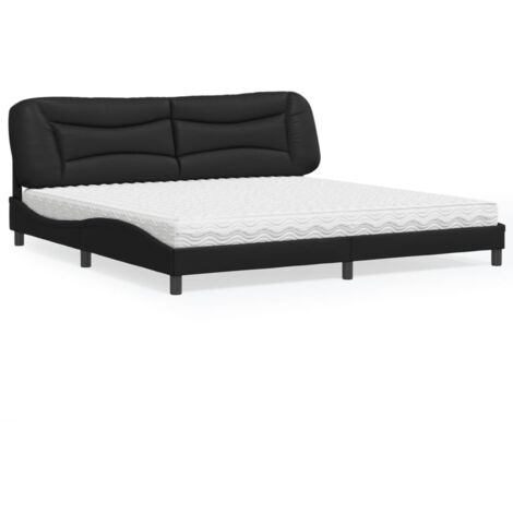 Bett mit Matratze Schwarz 200x200 cm Kunstleder vidaXL985532