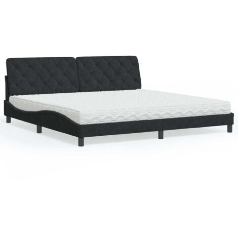 Bett mit Matratze Schwarz 200x200 cm Samt vidaXL
