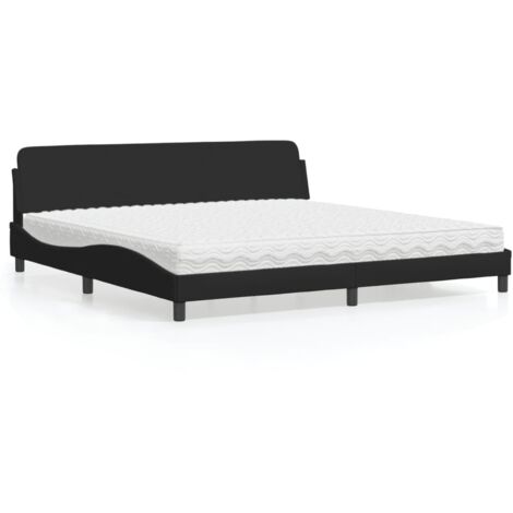 Bett mit Matratze schwarz 200x200 cm Stoff