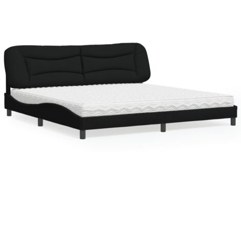 Bett mit Matratze Schwarz 200x200 cm Stoff vidaXL764928