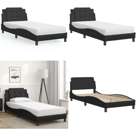 Bett mit Matratze Schwarz 80x200 cm Kunstleder - Schlafzimmermöbel - Doppelbett - Boxspringbetten - Bettenrahmen - Kunstledersofa - Home & Living