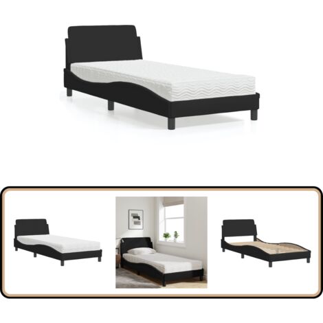 Bett mit Matratze Schwarz 80x200 cm Stoff - Schlafzimmer Möbel - Doppelbett - Boxspringbetten - Lattenrost - Bettsofa