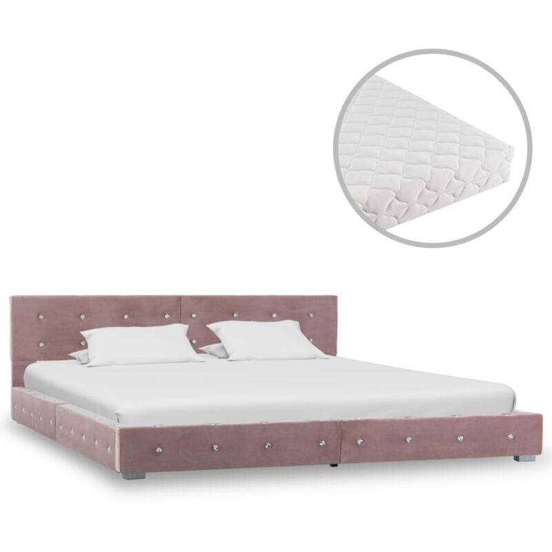 Bett mit Matratze Samt Rosa 180x200cm - Rosa - Vidaxl